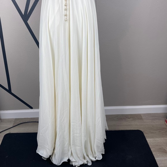 L1005 Haltertop A-line Backless Beads Chiffon Dress Size XSmall - Picture 6 of 9